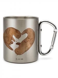 Термокружка Otter Heart без слов в серебре Mr. & Mrs. Panda