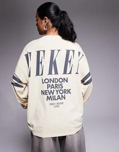 Лонгслив Weekend Collective Icon свободного кроя с длинными рукавами и логотипом на спине в выбеленном коричневом цвете