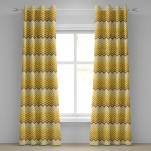 Угловая штора ABAKUHAUS с люверсами, зигзагообразный узор, золотистый оттенок омбре, декоративная двухпанельная штора для окон, празднование дней рождения, вечеринок, 280 см x 175 см, бледно-желтый цвет Abakuhaus