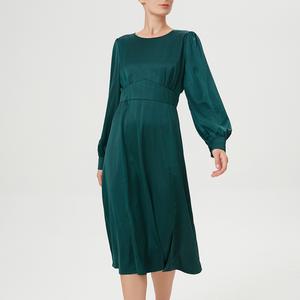 Приталенное и расклешенное струящееся платье-блузка S&J Weekends, зеленый