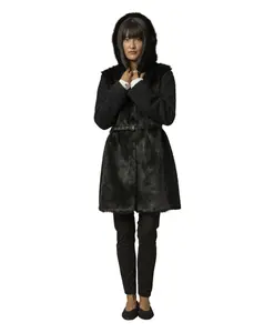 Элегантное пальто из искусственного меха с поясом Kocca, черный