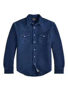 Рубашка с длинными рукавами из начесаного хлопка Ralph Lauren RRL, синий