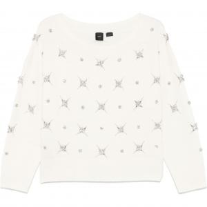 Джемпер с ребристым низом и декором PINKO, белый