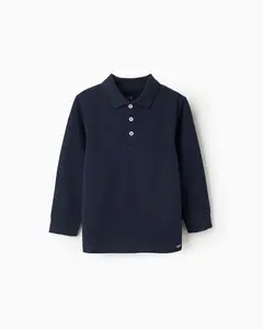 Детская футболка поло 100% хлопок с ребристыми манжетами Zippy, темно-синий