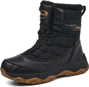 Женские зимние ботинки, водонепроницаемые, средней длины, для ходьбы по снегу, стойкие к износу, теплые с меховой подкладкой, противоскользящие, для холодной погоды, легкая обувь для прогулок и походов Jedibau, Black