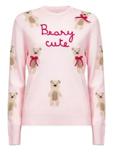 Джемпер с круглым вырезом и отделкой в стиле "тедди" Mc2 Saint Barth, розовый