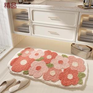 Dajiang Ковер 50х100 см для ванной комнаты, быстро сохнущий, безопасный и нескользящий, с романтичным цветочным узором