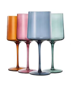 Квадратные бокалы для вина Khen пастельных тонов приглушенного тона, набор из 4 шт. The Wine Savant, multicolor