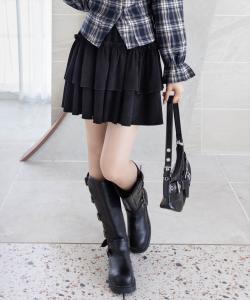 Двухъярусная замшевая мини-юбка с оборками