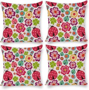 Kazynee Набор наволочек с божьими коровками, абстрактный радужный дизайн с цветами