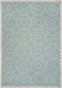 Ковер SAFAVIEH, 161 x 232 см, для улицы из коллекции Courtyard, моющийся, Aqua Blue & Grey, без линьки и легкий в уходе, идеален для патио, заднего двора, прихожей (CY8499-37121)