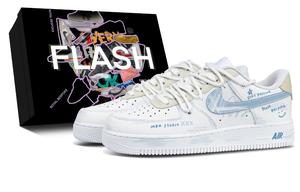 Air Force 1 Blue Joy нескользящие устойчивые к истиранию амортизирующие низкие скейтборд кроссовки белый Kids' Nike, синий белый