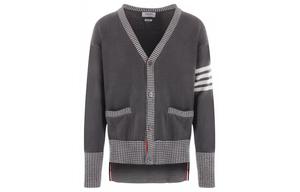 Вязаный кардиган в полоску «4 полосы» Thom Browne, серый белый