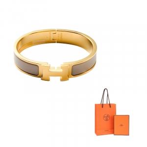 HERMES Браслет Clic H для женщин, цвет Light Umber/Gold