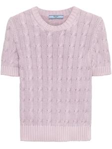 Хлопковый джемпер Prada с круглым вырезом, фиолетовый