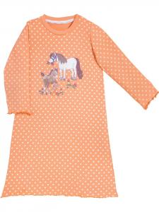 Erwin Müller Детская ночная рубашка из трикотажа абрикосового/белого цвета