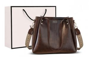 Синтетическая кожа переносная одноплечевая кроссбоди сумка-шопер, большая размер женская кофе VINEY