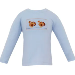 Детская вязаная рубашка с длинными рукавами и сборками в виде индейки, синего цвета Anavini