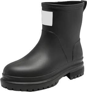 Женские дождевые сапоги до середины голени Стильные, прочные, с толстой подошвой Ботинки на каждый день для активного отдыха и дождливой погоды Generic, Black