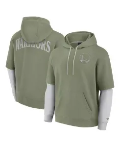 Мужская оливковая толстовка Golden State Warriors Elements Sleek с капюшоном Fanatics