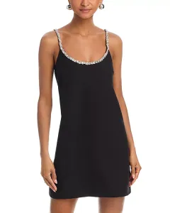 Платье-Футляр с отделкой кристаллами - эксклюзив Aqua, черный