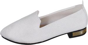 Женские вязаные балетки на шнуровке, дышащие, удобные, с нескользящей подошвой, плоские лоферы для повседневной прогулки и работы Generic, White