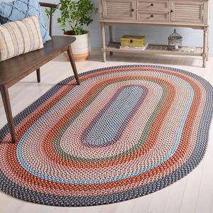Ковер SAFAVIEH, 153 x 244 см, Washable Rug Braided Collection - овальный, Rust & Multi, ручной работы, для помещений и улицы, устойчивый к погодным условиям, идеально для патио, гостиной, прихожей, столовой (BRA270P)