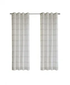 Полупрозрачная штора из искусственного льна с полосками, 100% полиэстер, «Яшма», 132 x 160 см, белая Habitat