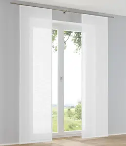 Раздвижная штора Бостон с имитацией льна, однотонная белая, примерно 60 х 245 см (1 шт.) Kutti