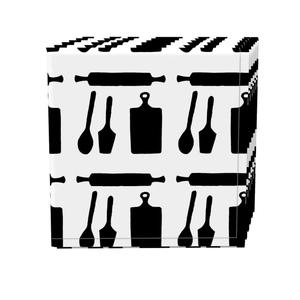 Набор салфеток, 100 % полиэстер, набор из 4 шт., 18x18 дюймов Kitchen Icons Black