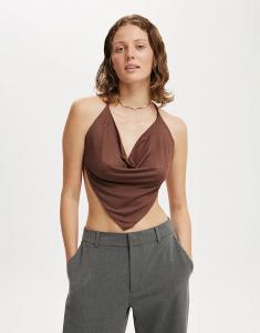 Облегающий топ-халтер Cotton On Jordie коричневого цвета Cotton On