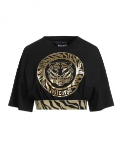 Черная футболка с коротким рукавом 74pbhf02cj200g89 Just Cavalli, черный