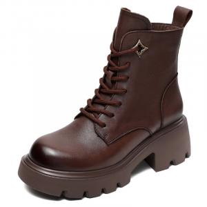 Devanro Женские полусапожки на каблуке 6 см тёмно-коричневые, цвет Dark Brown