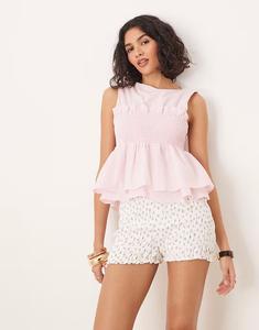 Хлопковый топ-бэби-долл ASOS DESIGN со сборками розового цвета