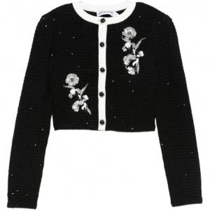 Кропированная приталенная куртка Self-portrait, черный