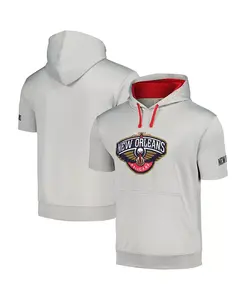 Мужская серебристо-красная толстовка с капюшоном и короткими рукавами New Orleans Pelicans Fanatics