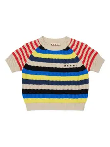 Свитер в полоску Marni Kids, бежевый
