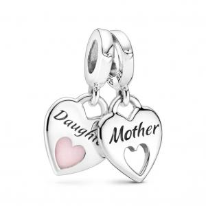 Набор Pandora Mom and Daughter Double Heart Charm Bracelet Set, стерлинговое серебро