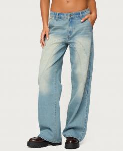 Женские джинсы Kiria с низкой посадкой и вышивкой, свободного кроя Edikted, Blue-washed