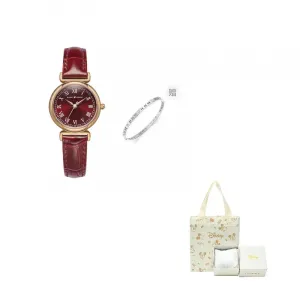 Disney Quiet Luxury Small Brown Watch Collection, кварцевый механизм, ремешок из натуральной кожи, женские часы