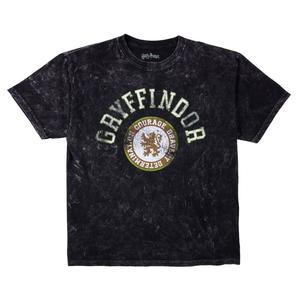 Мужская футболка с коротким рукавом и круглым вырезом, цвета "университетский синий" с винтажным эффектом минеральной стирки, с круглым вырезом Harry Potter, Black wash