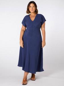 Платье midaxi с v-образным вырезом и изогнутыми швами Live Unlimited, синий