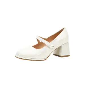 Zomila Туфли Мэри Джейн на массивном каблуке женские белые, цвет White