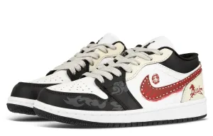 Jordan Air 1 Leather Cushioning Low top Vintage Basketball Shoes Unisex красный