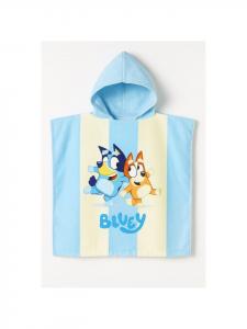 Cofi 1453 Детское пляжное полотенце-пончо с капюшоном Bluey, 100x50 см, синее