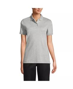 Женская школьная форма, рубашка поло с короткими рукавами и интерлоком Lands' End, серый