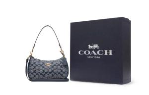 COACH Тканевая сумка через плечо с кожаной вставкой