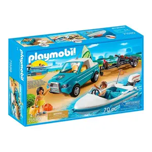 Детский конструктор Playmobil Pick Up With Boat Summer Fun, синий