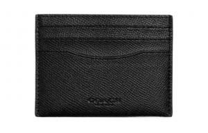 COACH Кожаный визитник с аппликацией из искусственной кожи миниатюрный мужской черный