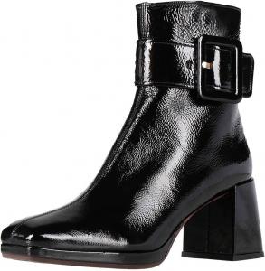 Женские ботильоны Maiyang с широким средним каблуком, пряжкой, закрытым квадратным носком, короткие ботинки с боковой молнией, платье и повседневная обувь, размеры 4-16 US, Black